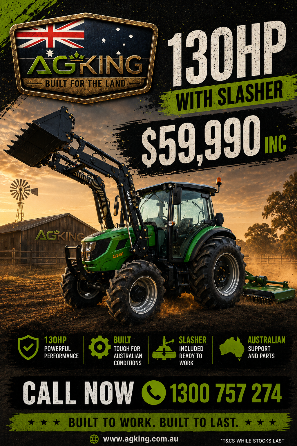 130hp Tractors AK1304C and Slasher